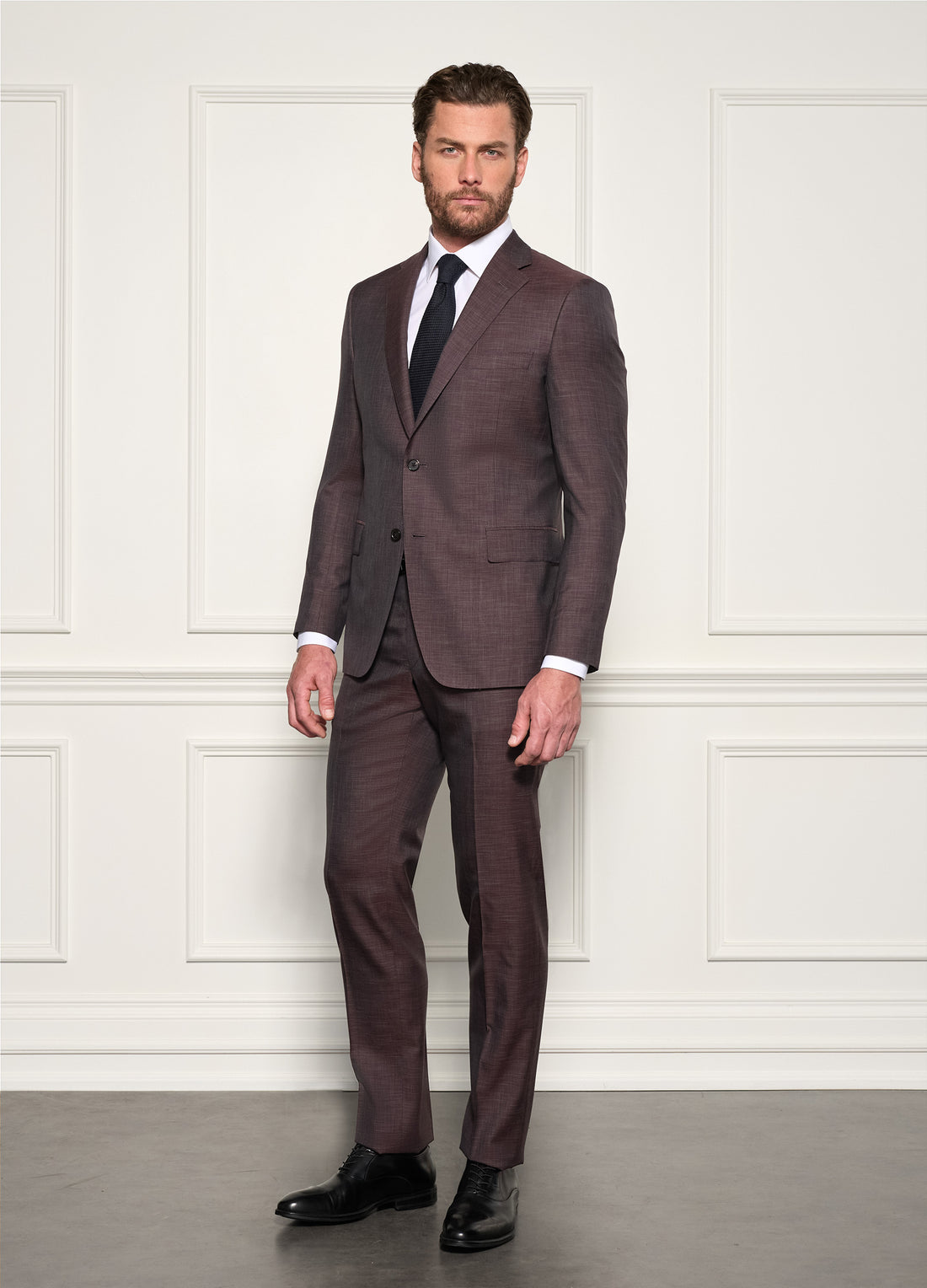 Burgundy 150s Wool Silk Sharkskin Suit