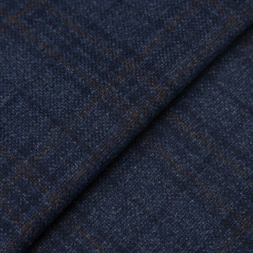 Dark Blue Wool Cashmere Plaid Tweed Jacket