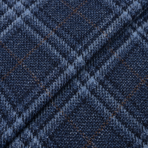 Blue Wool Silk Frissé Plaid Jacket