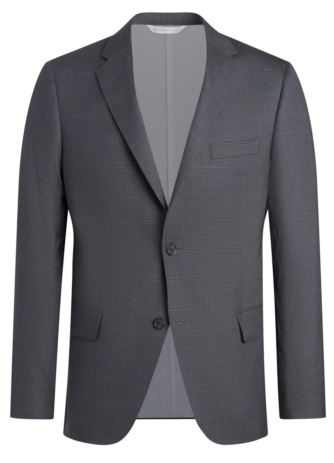 Grey Window Pane Silk Blend Suit