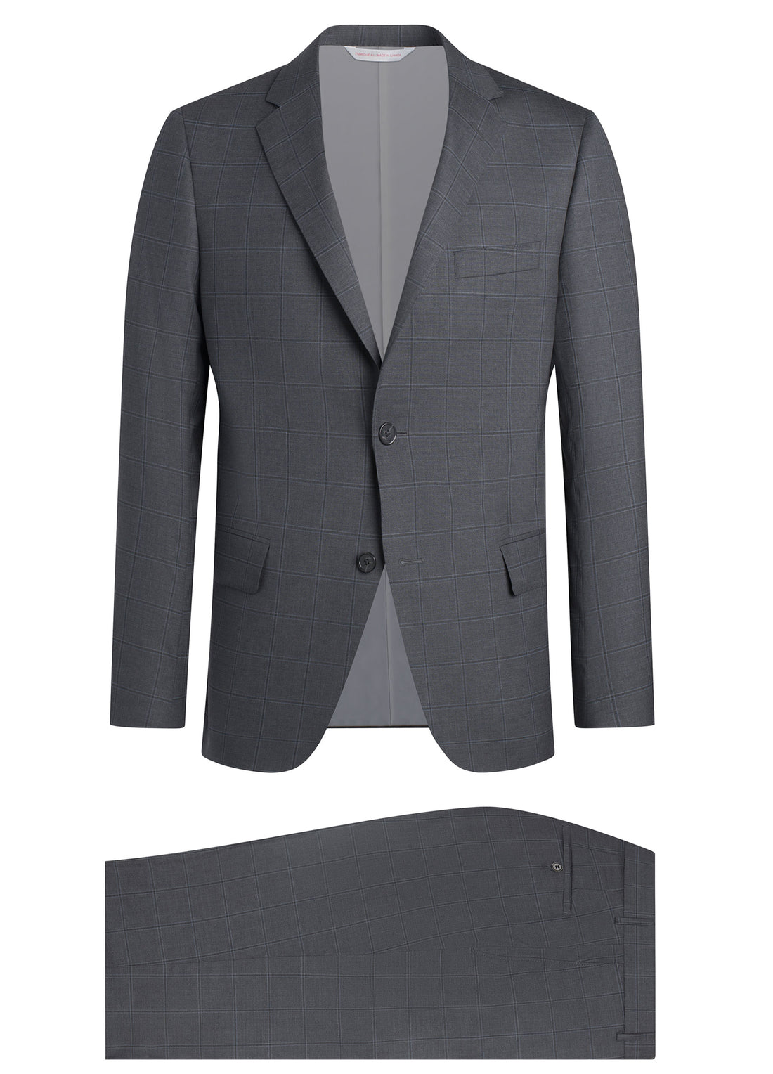 Grey Window Pane Silk Blend Suit