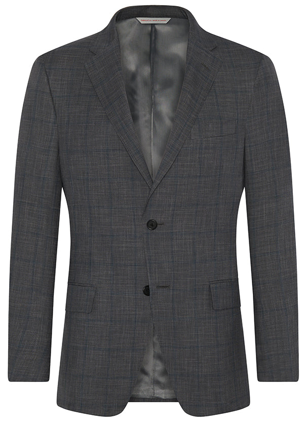 Samuelsohn Luxury Grey Window Pane Silk Wool Jacket