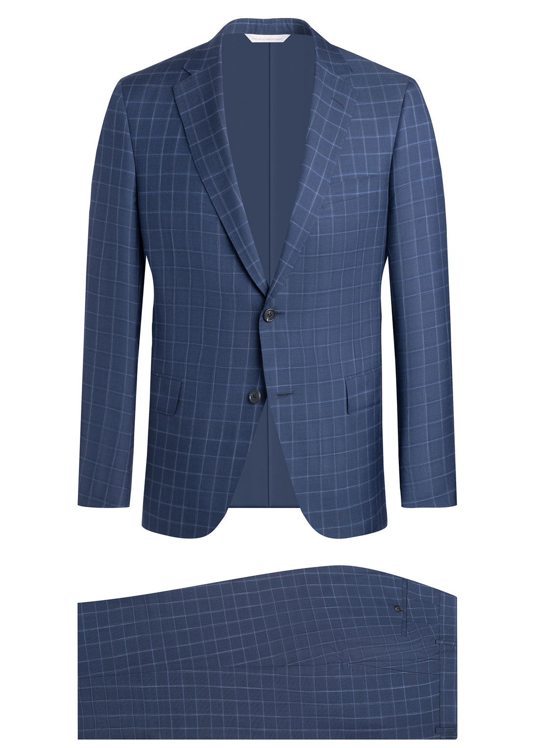 Blue Windowpane Wool Silk Suit