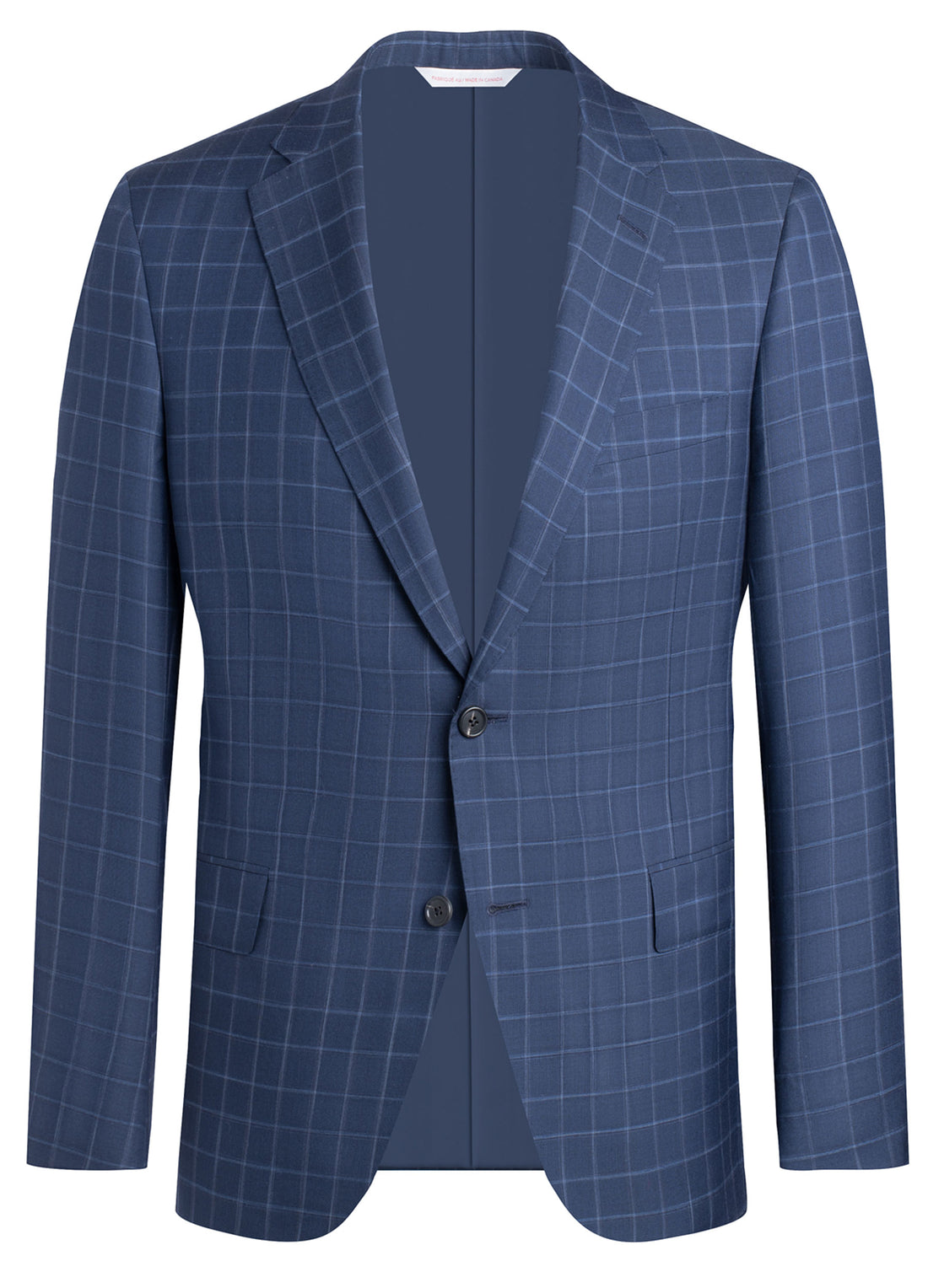 Blue Windowpane Wool Silk Suit