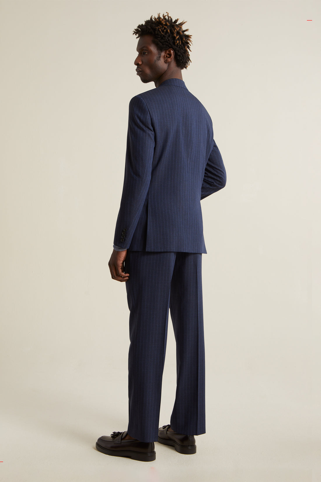 Navy Wool Silk Tropical Suit Stripe Samuelsohn –