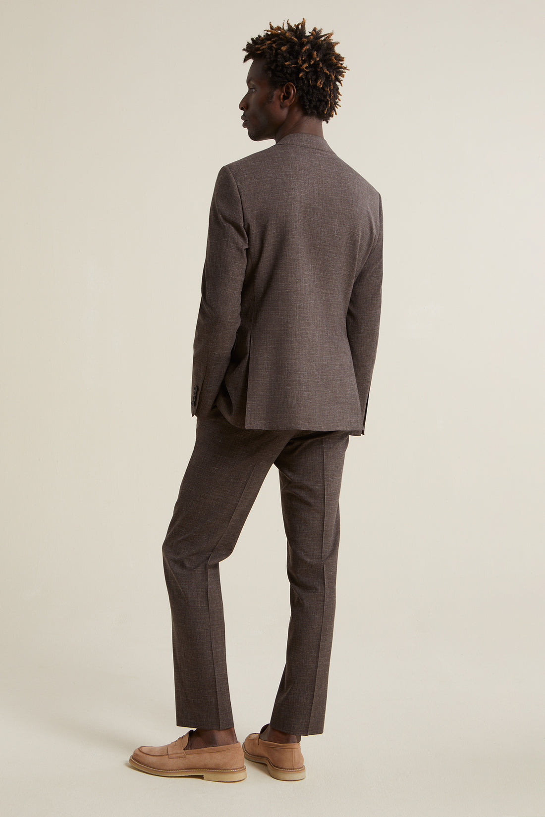 Brown Summertime Wool Silk Linen Suit