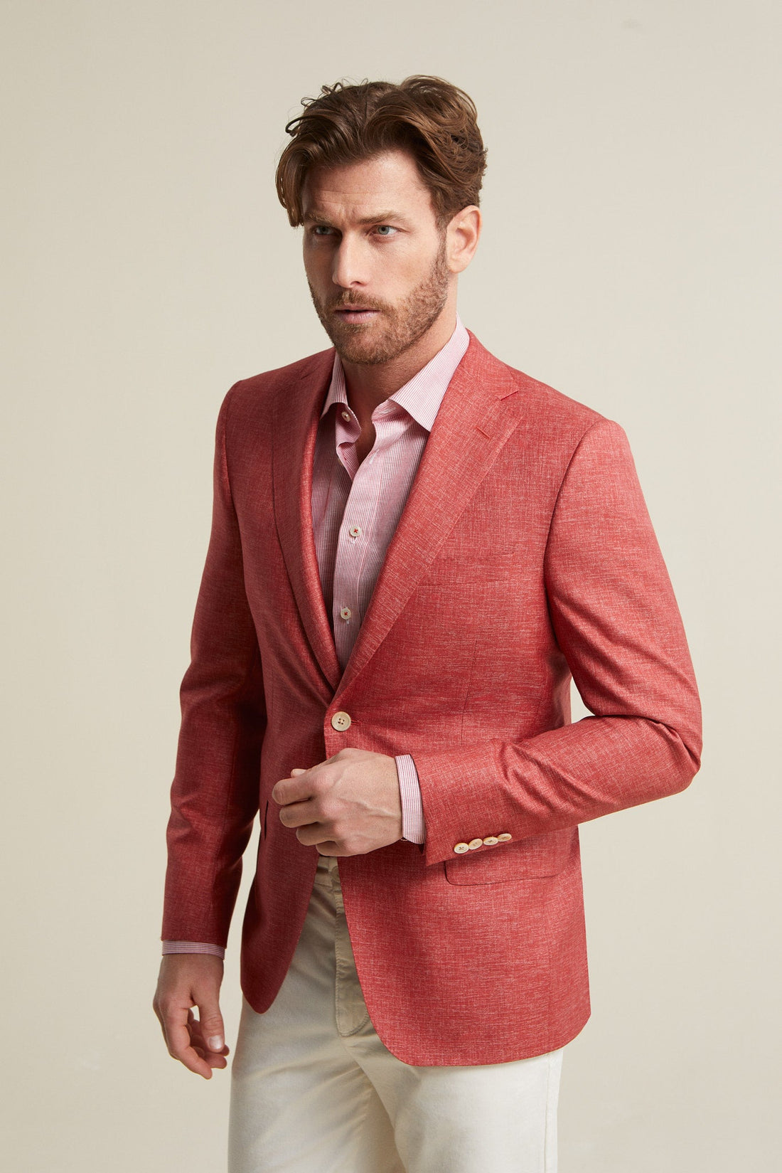 Red Wool Silk Blend Jacket