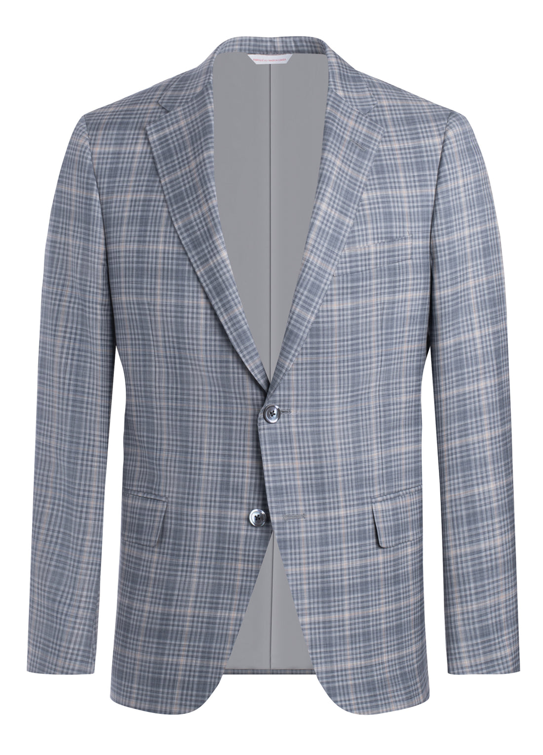 Grey Plaid 150s Wool Silk Jacket