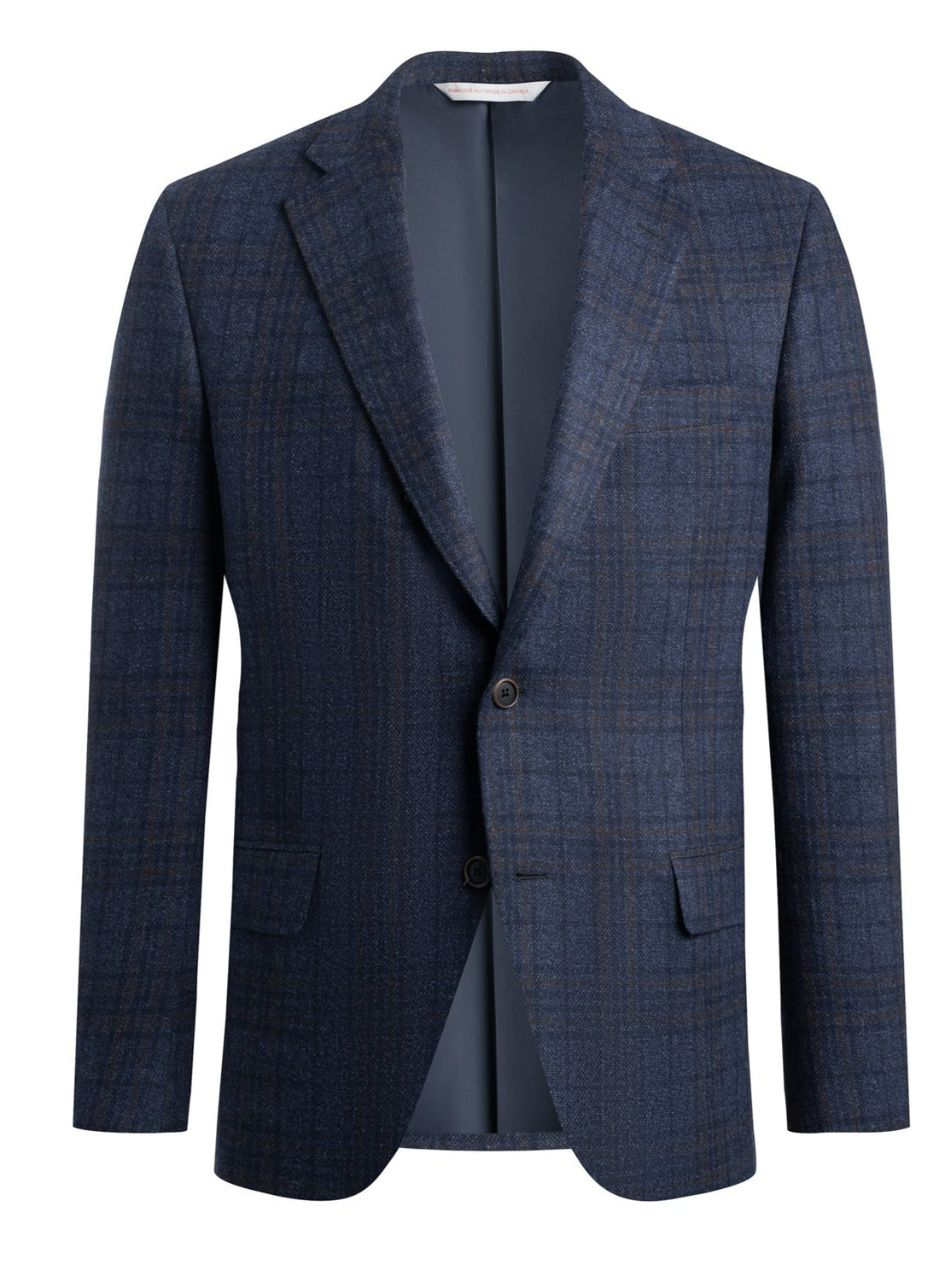 Dark Blue Wool Cashmere Plaid Tweed Jacket