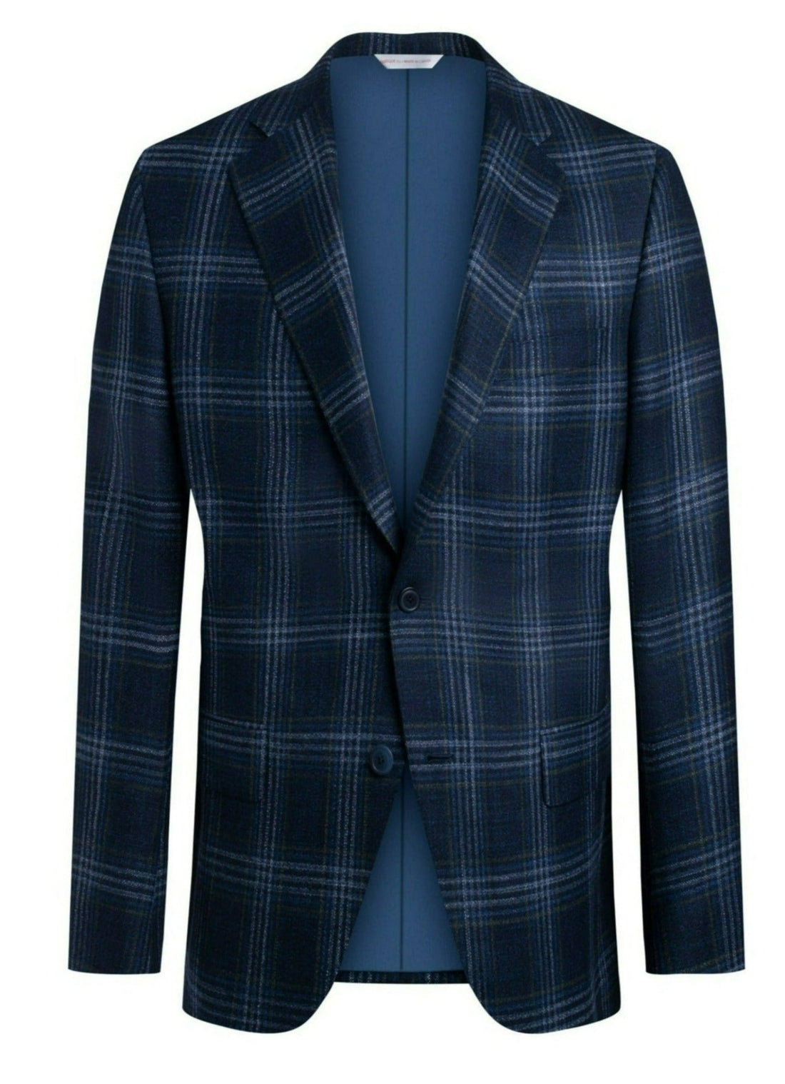 Blue Plaid Silk Wool Jacket