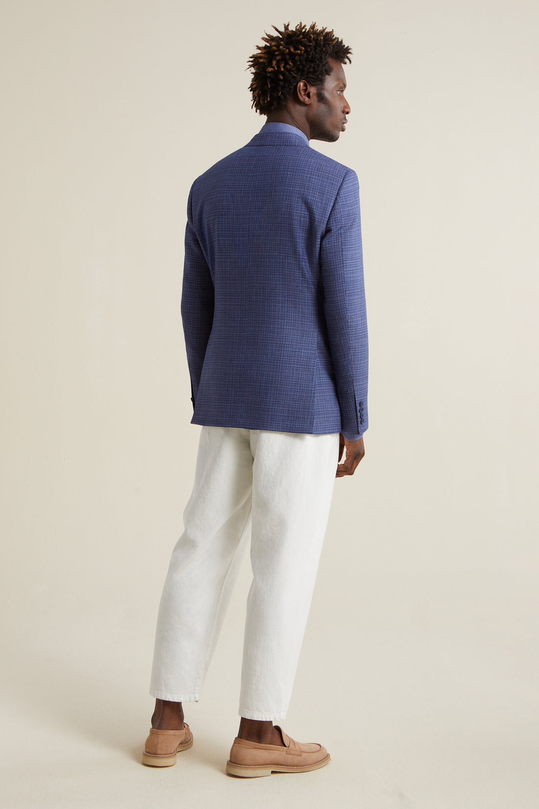 Denim Blue Natural Stretch Wool Jacket