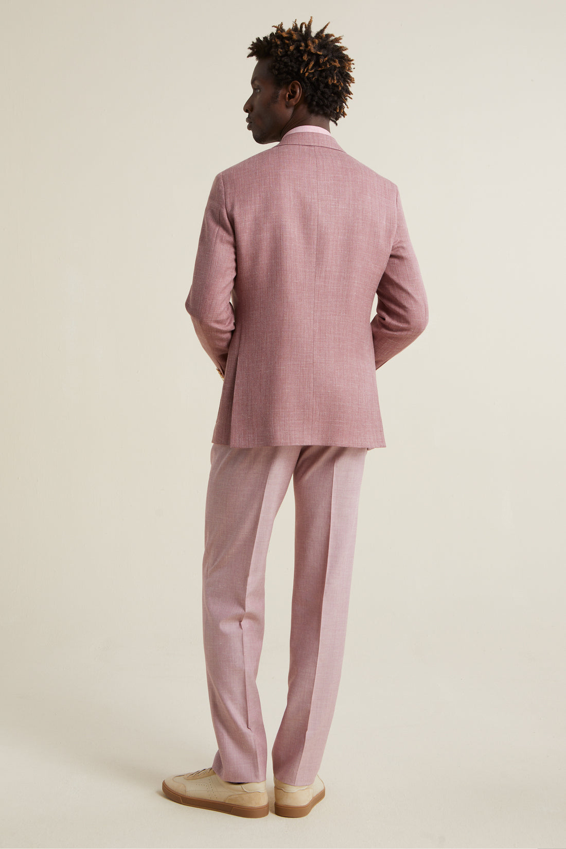 Rose Wool Silk Linen Herringbone Jacket