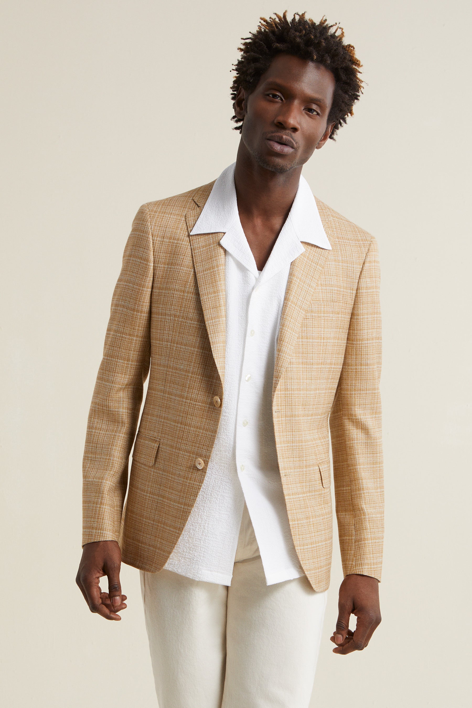 Marigold Wool Silk Linen Classic Fit Jacket – Samuelsohn