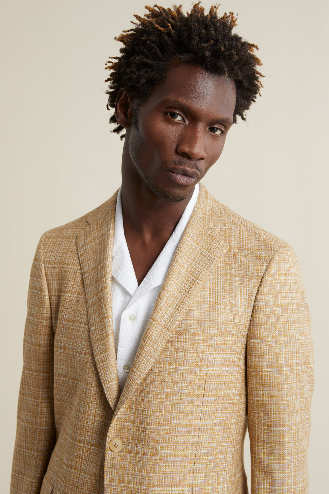 Marigold Wool Silk Linen Classic Fit Jacket