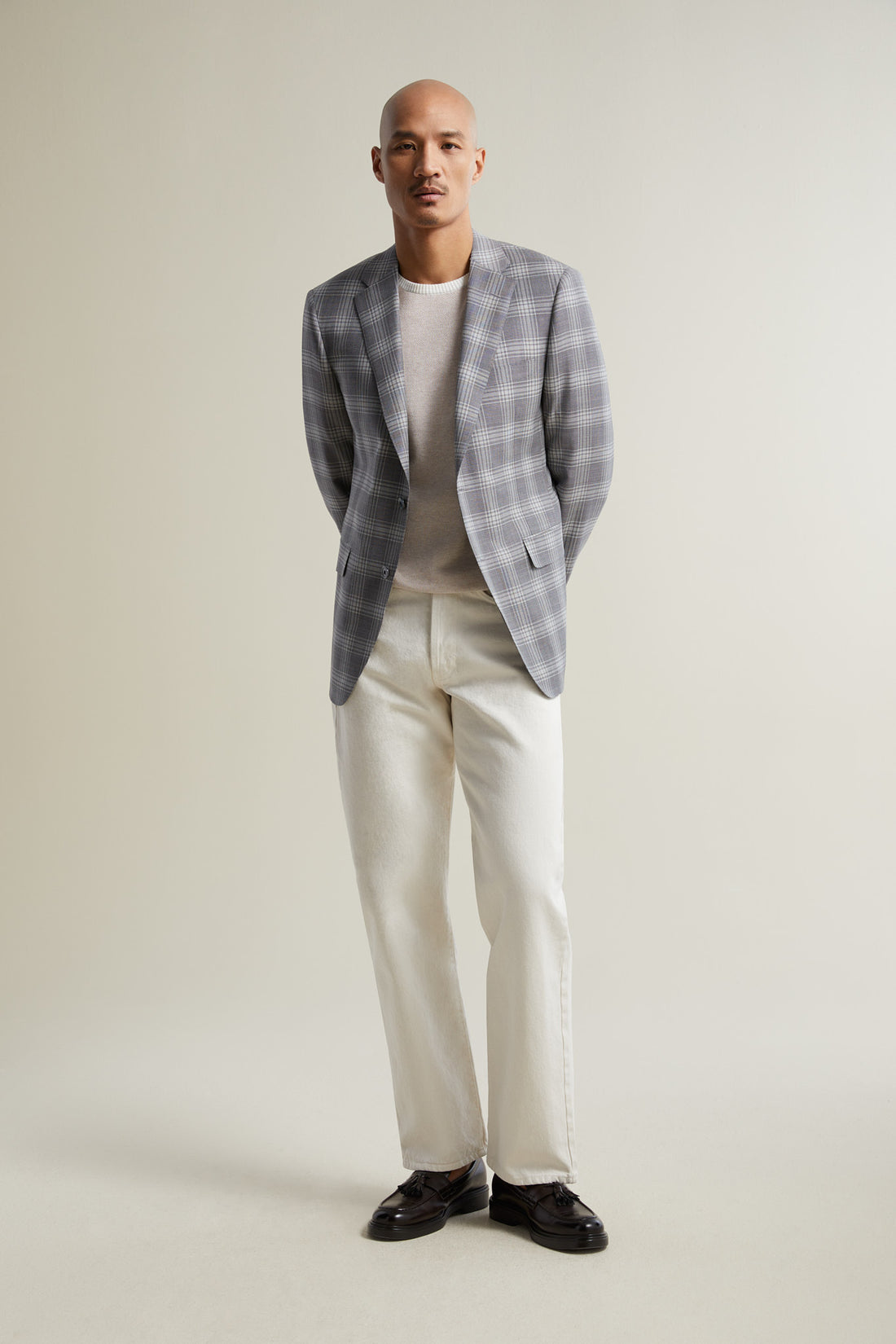 Grey Plaid Wool Silk Jacket