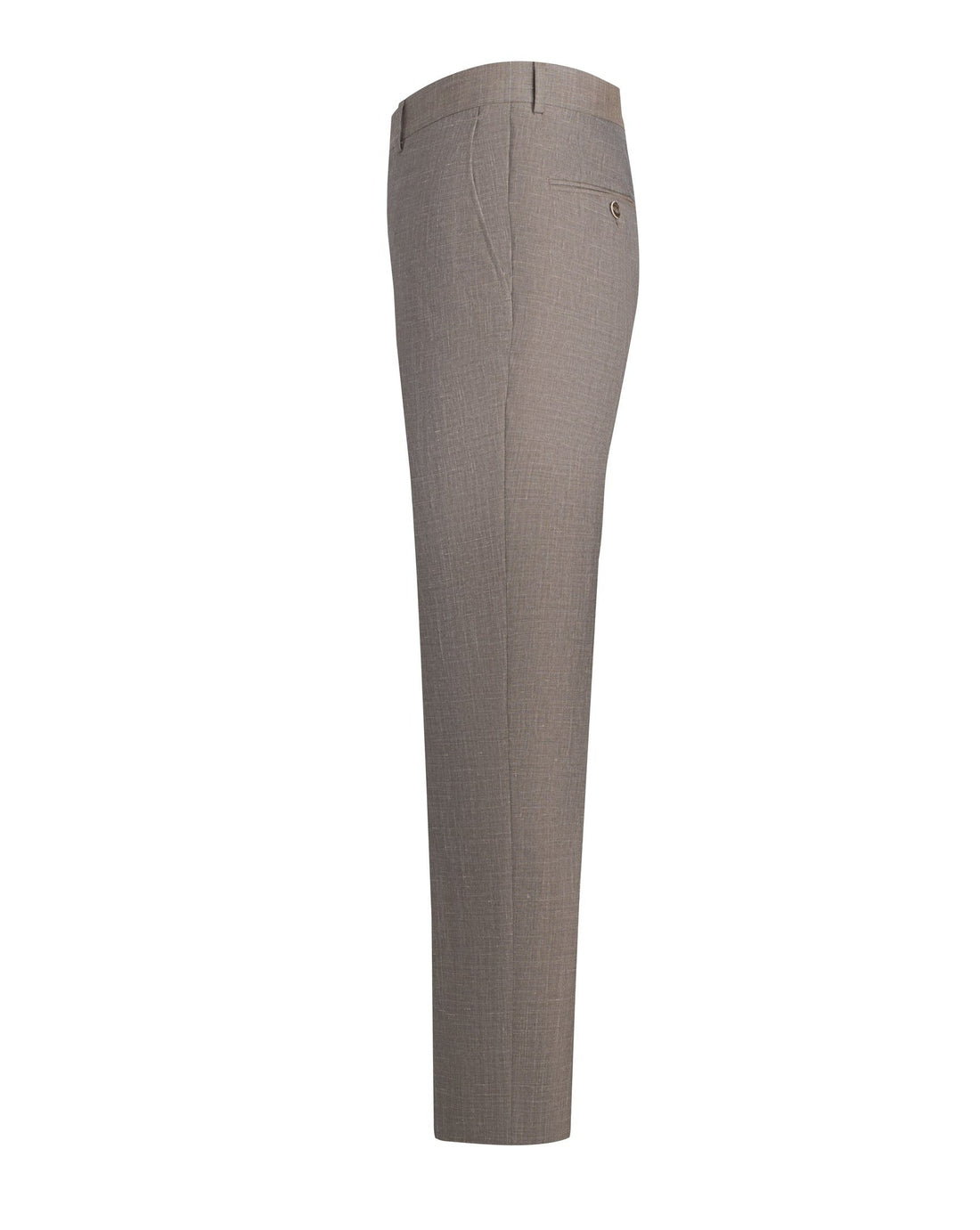 Taupe Crosshatch Wool Silk Linen Trousers