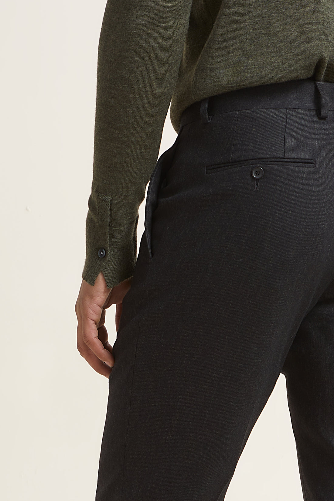 Olive Stretch Flannel Trousers