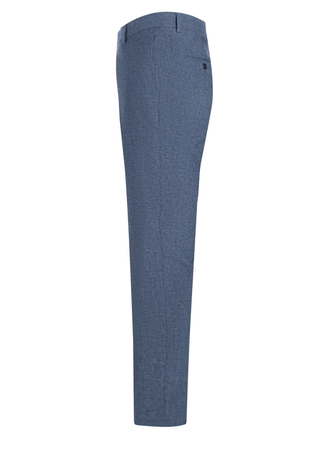 Blue Linen Silk Donegal Flat Front Trousers