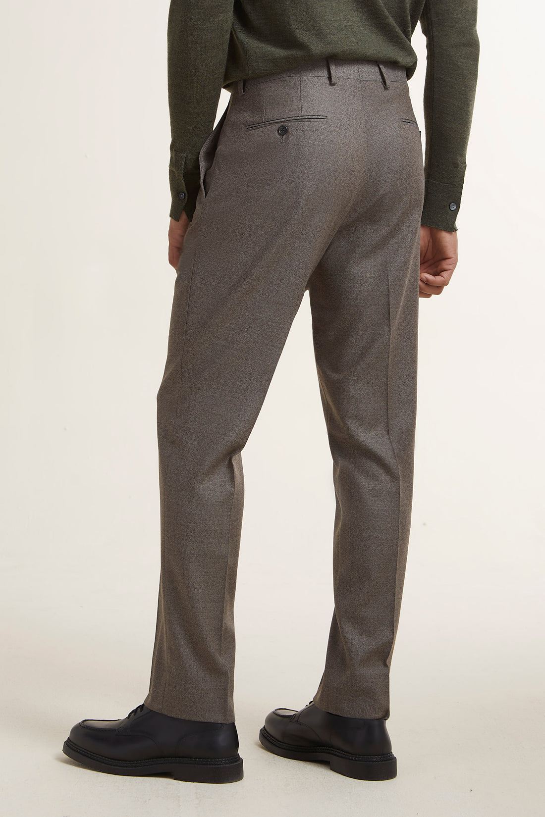 Taupe Wool/Silk Crepe Trousers