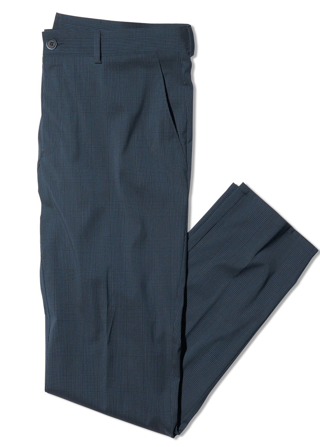 Designed in a modern fit, these comfortable performance wool blend pants are designed to be a versatile and essential piece in your wardrobe. The lightweight technical Super 130s wool blend by the renowned Italian mill Loro Piana is breathable, boasts stretch for extra movement as well as moisture-wicking properties and a soft hand feel.   Crafted in a dark blue plaid, these pants put a spark in your wardrobe.
