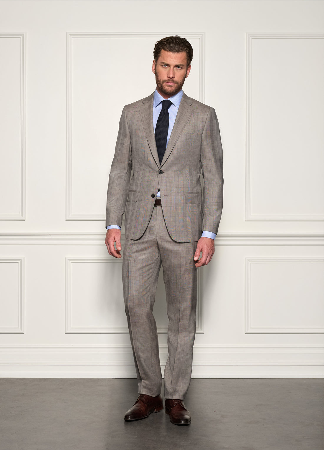 Taupe Check Ice Wool Suit